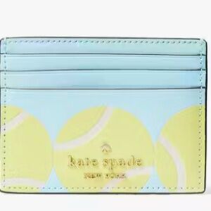 ♠️kate spade Grand Slam Tennis Small Slim Cardholder Card Case Wallet Blue NWT